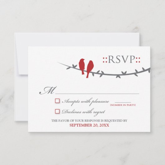 Carte RSVP Inséparable (rouge et blanc) (Devant)