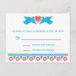 Carte RSVP Inséparable - rouge et bleu