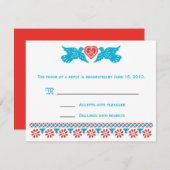 Carte RSVP Inséparable - rouge et bleu (Devant / Derrière)