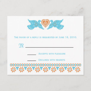 Carte RSVP Inséparable - turquoise et orange
