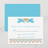 Carte RSVP Inséparable - turquoise et orange (Devant / Derrière)