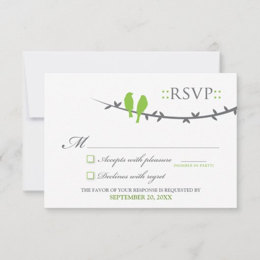Carte RSVP Inséparable (vert et blanc citron) (Devant)