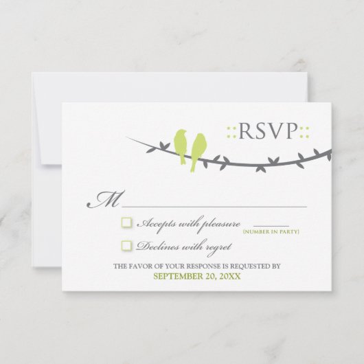 Carte RSVP Inséparable (vert et blanc citron) (Devant)