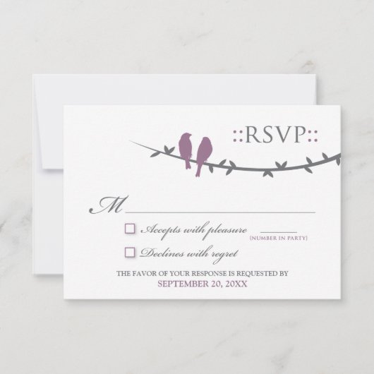 Carte RSVP Inséparable (violet et blanc) (Devant)