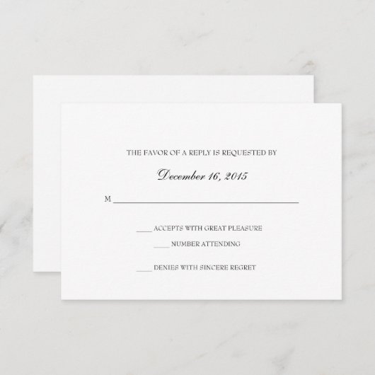 Carte RSVP Invitation | En gros (Devant / Derrière)