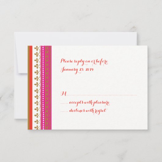 Carte RSVP Invitation sur le thème marocain (Devant)