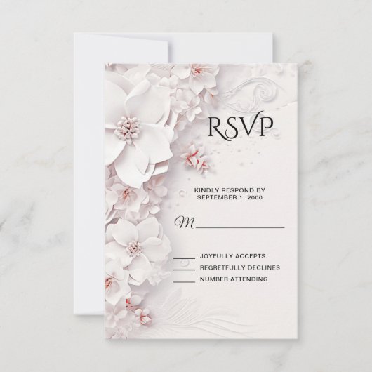 Carte RSVP ivoire Blush Rose Floral (Devant)