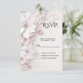 Carte RSVP ivoire Blush Rose Floral (Debout devant)