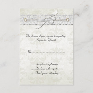 Carte RSVP Ivory Mariage damassé