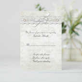 Carte RSVP Ivory Mariage damassé (Debout devant)