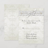 Carte RSVP Ivory Mariage damassé (Devant / Derrière)