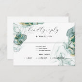 Carte RSVP Jade Green Onyx Liquide Encre D'Alcool (Devant / Derrière)