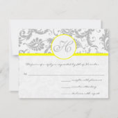 Carte RSVP jaune et gris Damas - Texte côté mat (Dos)