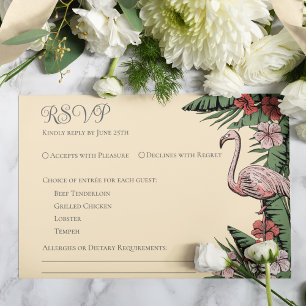 Carte RSVP Jaune Mariage tropical