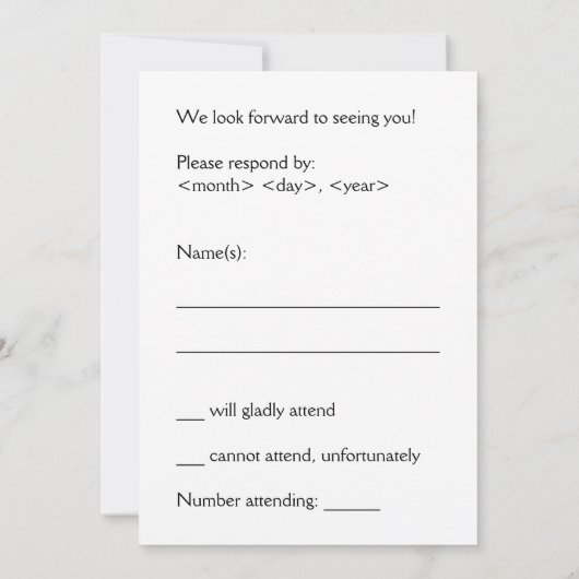 Carte "RSVP" Joueuse (Dos)