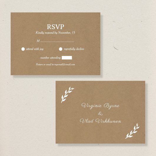 Carte RSVP Kraft & Mariage rustique