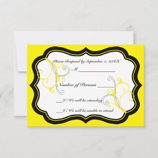 Carte RSVP Kurli-Q Ivory B (Jaune) (Devant)