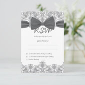 Carte RSVP Lace Dark Bow Damask (Debout devant)