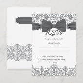 Carte RSVP Lace Dark Bow Damask (Devant / Derrière)