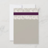 Carte RSVP Lace Ribbon Grey et Plum (Dos)