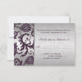 Carte RSVP Lapis violet et damassé argent (Dos)