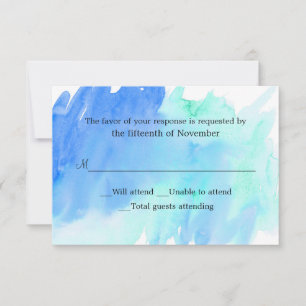 Carte RSVP Lash couleur bleu et vert