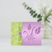 Carte RSVP Lavande et Bijoux Vert (Debout devant)
