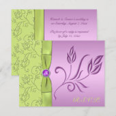 Carte RSVP Lavande et Bijoux Vert (Devant / Derrière)