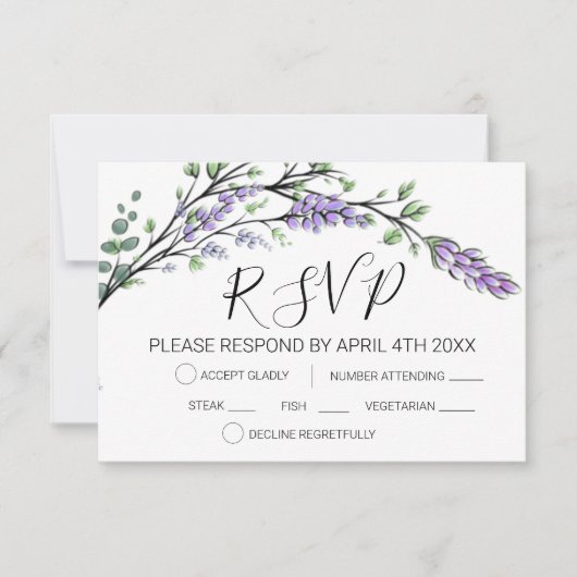 Carte RSVP Lavande et Eucalyptus (Devant)