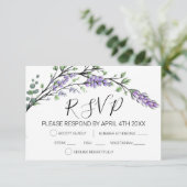 Carte RSVP Lavande et Eucalyptus (Debout devant)