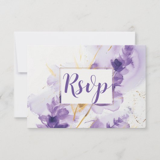 Carte RSVP Lavender Golden Watercolor Florale (Devant)