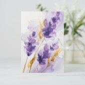 Carte RSVP Lavender Golden Watercolor Florale (Debout devant)