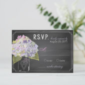 Carte RSVP Lavender Hydrangeas Chalkboard (Debout devant)