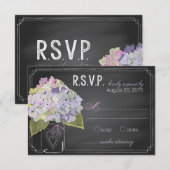 Carte RSVP Lavender Hydrangeas Chalkboard (Devant / Derrière)