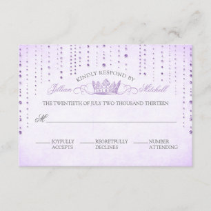 Carte RSVP Lavender Sparkale & Crown Fairytale
