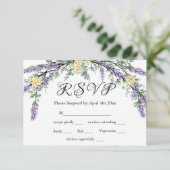 Carte RSVP Lavender Yellow Rose et Eucalyptus (Debout devant)