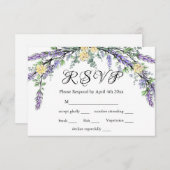 Carte RSVP Lavender Yellow Rose et Eucalyptus (Devant / Derrière)
