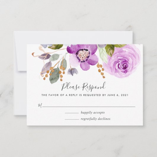 Carte RSVP Lilac Blooms (Devant)