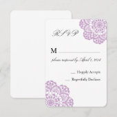Carte RSVP Lilac Purple Lace (Devant / Derrière)