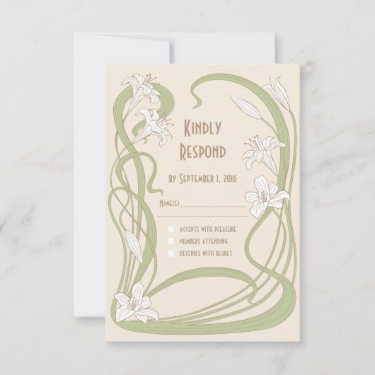 Carte RSVP Lilies blanches (Devant)