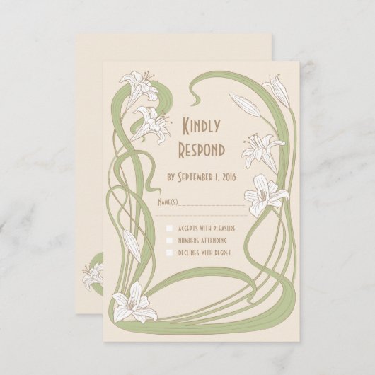 Carte RSVP Lilies blanches (Devant / Derrière)