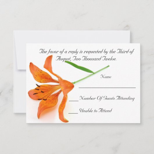 Carte RSVP Lily orange (Devant)