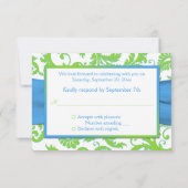 Carte RSVP LIME, Blanc, Bleu IMPRIMÉ RIBBON (Dos)