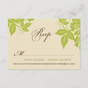Carte RSVP Lime/Chocolat Floral Moderne