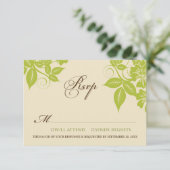 Carte RSVP Lime/Chocolat Floral Moderne (Debout devant)