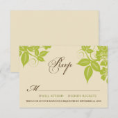 Carte RSVP Lime/Chocolat Floral Moderne (Devant / Derrière)