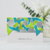 Carte RSVP Lime Turquoise Star de David Toute coul (Debout devant)