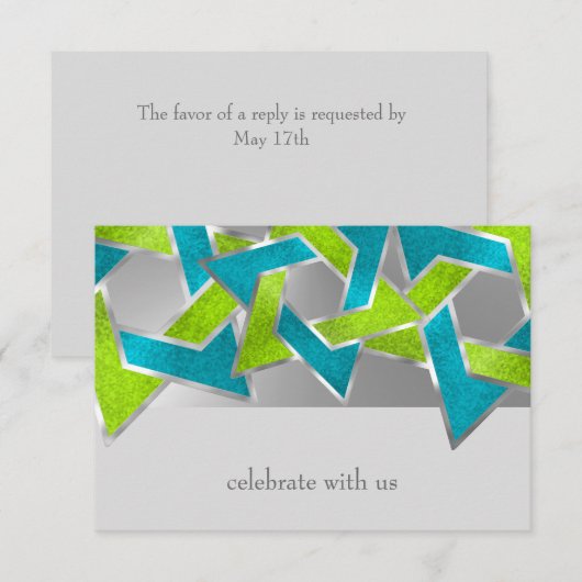 Carte RSVP Lime Turquoise Star de David Toute coul (Devant / Derrière)