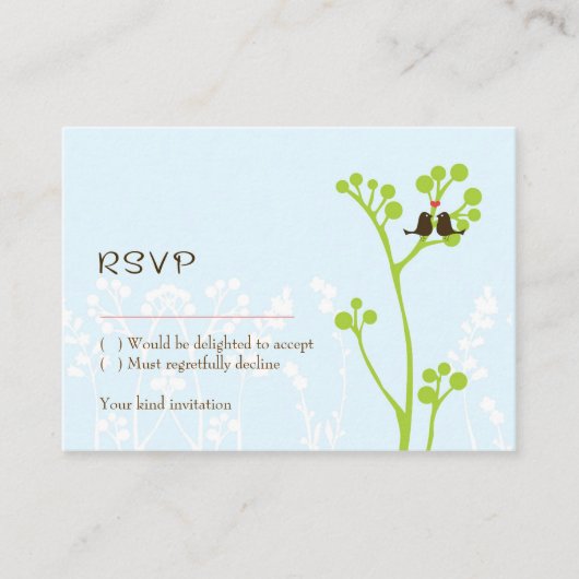 Carte RSVP Lovebirds (Bleu Poudre) (Devant)