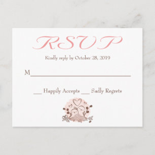 Carte RSVP Lovebirds Rose Et Brown Réponse